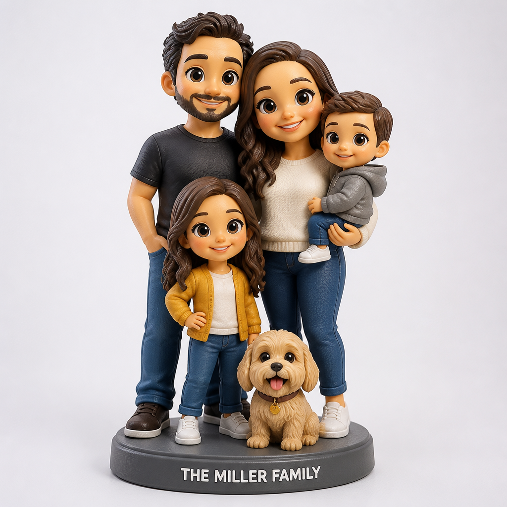 Família de figuras personalizadas impressas em 3D